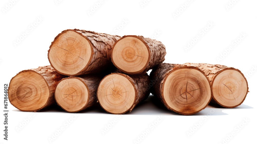 Wall mural cut wooden logs isolated on background