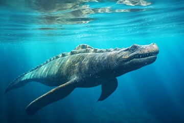 3D illustration of a prehistoric marine reptile. Generative AI