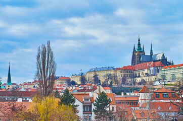 The Prague skyline with St Vitus Cathedral, Czechia