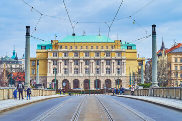 Charles University corp from Manes Bridge, Prague, Czechia - obrazy, fototapety, plakaty