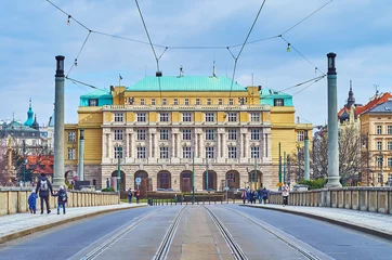 Zelfklevend Fotobehang Charles University corp from Manes Bridge, Prague, Czechia © efesenko