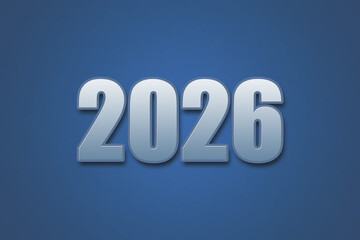 Year 2026 numeric typography text design on gradient color background. 2026 calendar year design.