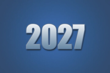Year 2027 numeric typography text design on gradient color background. 2027 calendar year design.
