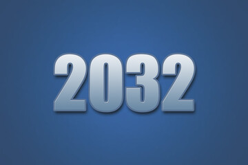 Year 2032 numeric typography text design on gradient color background. 2032 calendar year design.