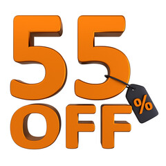 discount 55 percent 3d illustration. discount 3d concept. 3d render