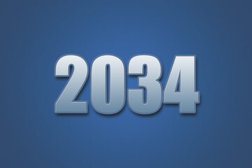 Year 2034 numeric typography text design on gradient color background. 2034 calendar year design.