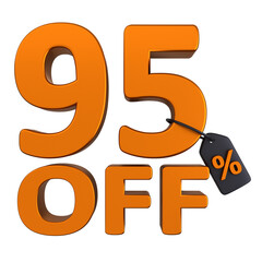 discount 95 percent 3d illustration. discount 3d concept. 3d render