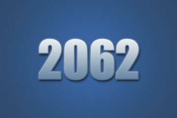 Year 2062 numeric typography text design on gradient color background. 2062 calendar year design.
