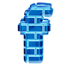 Fototapeta na wymiar Symbol made of blue ice bricks. letter f