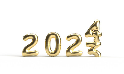 2024 2023 start beginning finish golden metal yellow color time calendar symbol decoration happy...