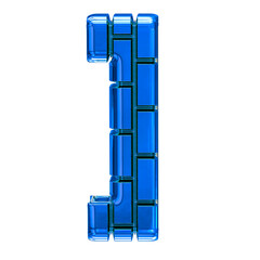 Symbol made of blue vertical bricks