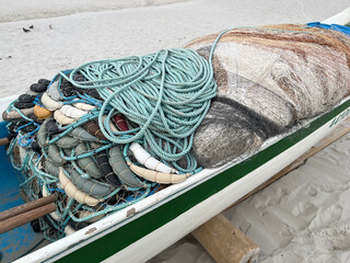 Barcos de Pescadores Rede na Praia dos Ingleses Florian&oacute;polis