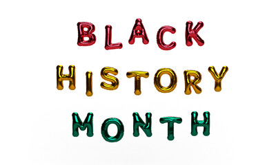 Black history month font text calligraphy hand written red pink orange yellow green color balloon helium abstract dicut white background african american person people culture celebration human right 