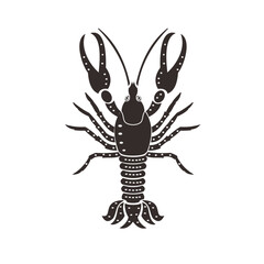 lobster shrimp silhouette vector style with transparent background	