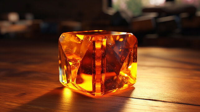 Amber cuboid cube gemstone beads illustration image AI generated art