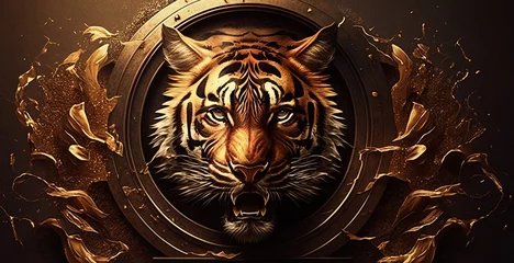 Poster Angry tiger face pictorial mark logo illustration image Ai generated art © Biplob