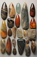 polished stones and glass found during an archaeological dig in rural Iraq, circa 2500 bc (the height of Sumeran civilization)