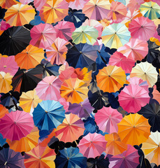 Fototapeta na wymiar colorful umbrellas on a rainy day