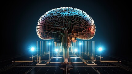 Futuristic Brain which is connected to a neural network