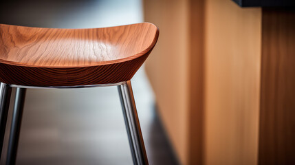 Modern contemporary kitchen stool. Commercial photo of high bar stool stool for kitchen or restaurant bar.  - obrazy, fototapety, plakaty
