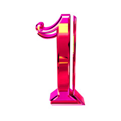 Symbol made of pink. number 1