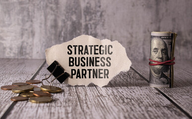 Notepads with the inscription STRATEGIC BUSINESS PARTNER. Business concept