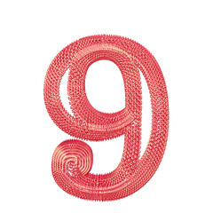 Symbol made of pink dollar signs. number 9 © oleg