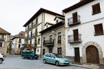Fototapeta na wymiar View of Hecho village in Pyrenean mountains Huesca Spain Europe