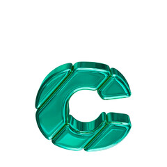Turquoise block symbol. letter c