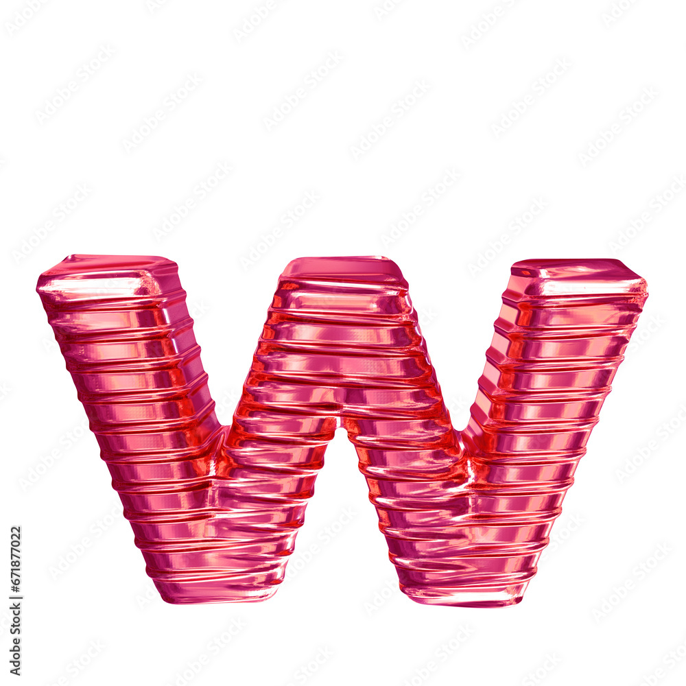 Wall mural Pink symbol with ribbed horizontal. letter w