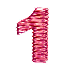 Pink symbol with ribbed horizontal. number 1