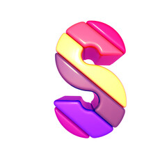 Symbol made of colored diagonal blocks. letter s