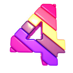 Symbol made of colored diagonal blocks. number 4