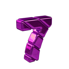 Purple diagonal block 3d symbol view from the left. number 7