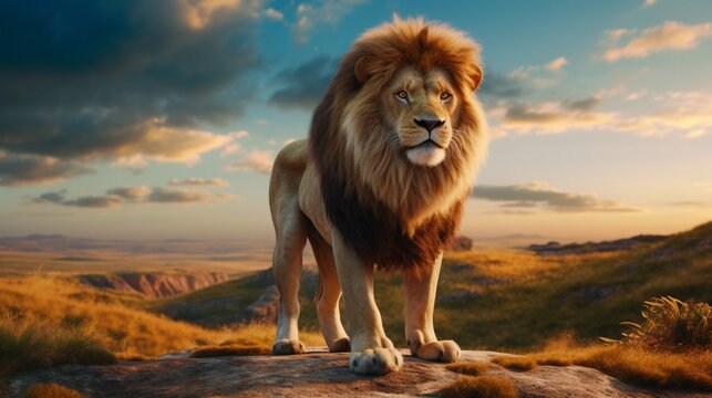 Beautiful brown lion king head ultra wall angry animal wallpaper image AI generated art