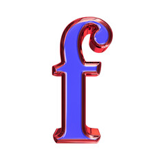 Blue symbol in a red frame. letter f