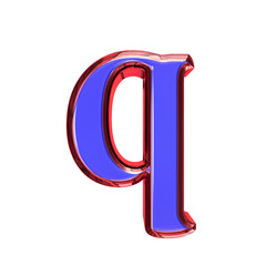 Blue symbol in a red frame. letter q