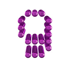 Symbol made of 3d cylinders. number 9