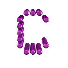 Symbol made of 3d cylinders. letter c
