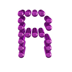 Symbol made of 3d cylinders. letter r