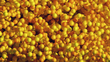 Abstract background of yellow balls 3d render