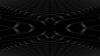 Abstract 3d rendering of wavy surface. Bended stripes background. Reflective surface pattern.
