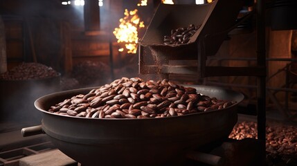 Naklejka premium Cocoa Beans Chocolate Making Process