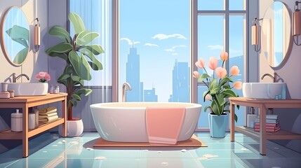 minimalist bathroom anime background
