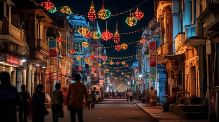 Fototapeta na wymiar Diwali Street Lights