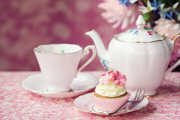Afternoon tea served on vintage china