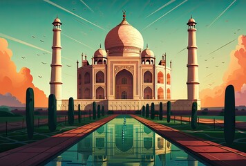 illustration of the taj mahal, travel concept - Powered by Adobe
