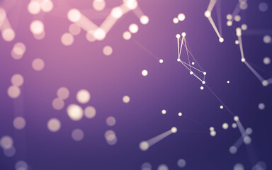 Abstract background. Molecules technology with polygonal shapes, connecting dots and lines. Connection structure. Big data visualization.