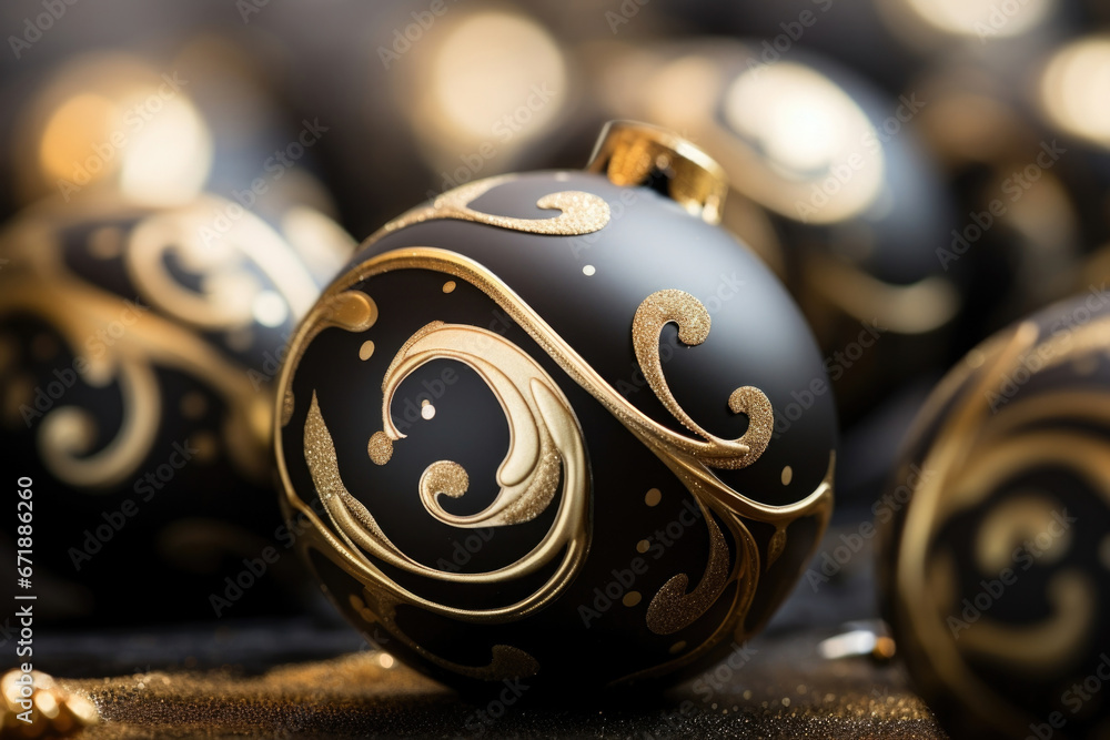 Poster the smooth surface of a matte black ornament is transformed with the addition of a gold foil design.