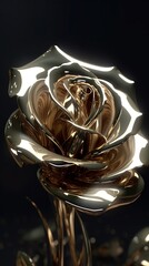 Beautiful futuristic silver gold rose giving hd wallpaper image AI generated art
